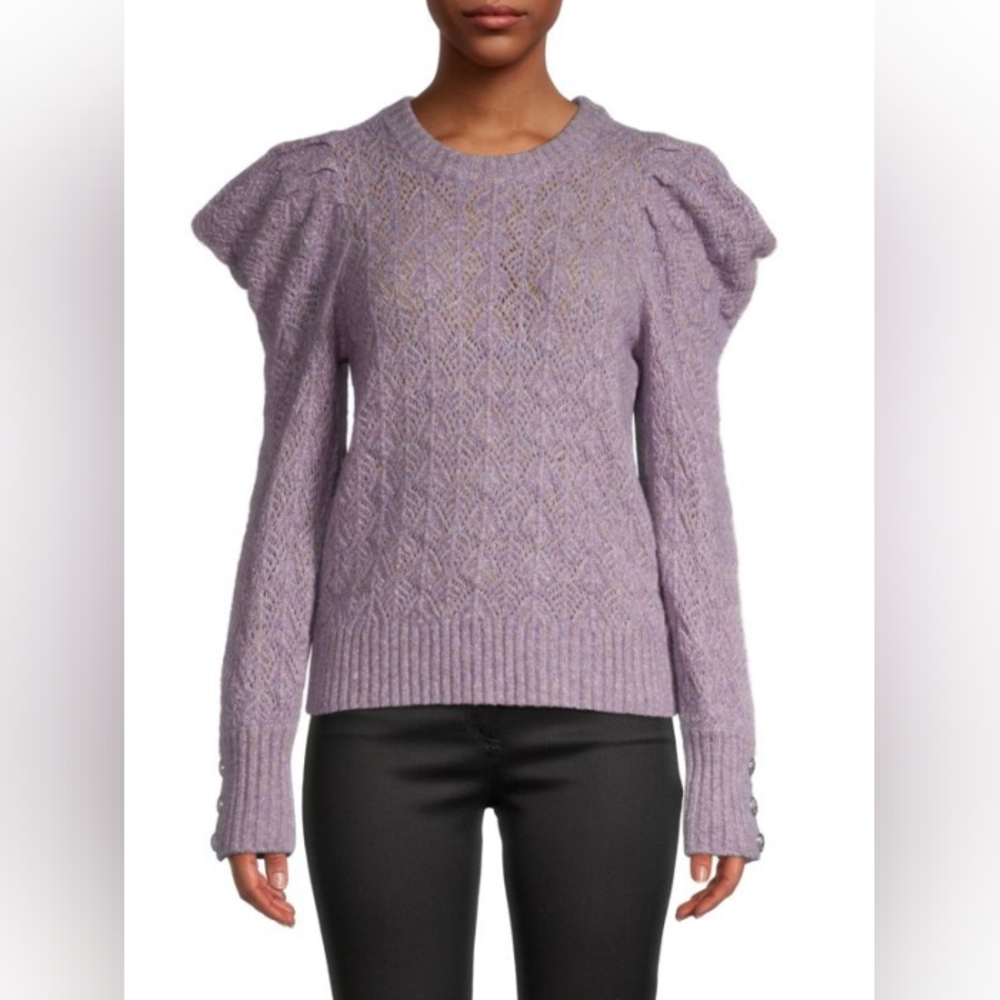 Veronica Beard Nova Puff Sleeves Alpaca and Merino Wool Blend Sweater